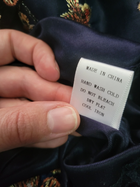 Floral Embroidered Navy Velvet Cami Top - Picture 7 of 12